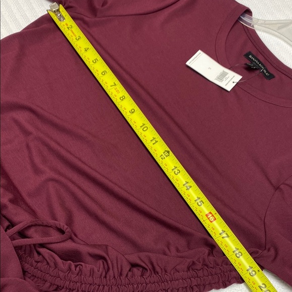 Banana Republic Burgundy Dress Long Sleeve Side Cinch Side Slit Stretch Large - Picture 4 of 12